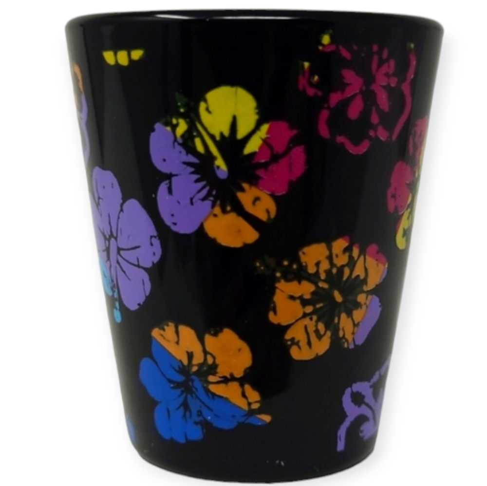 BLACK WITH FLOWERS "SHOT GLASS" - KALAN SGW815